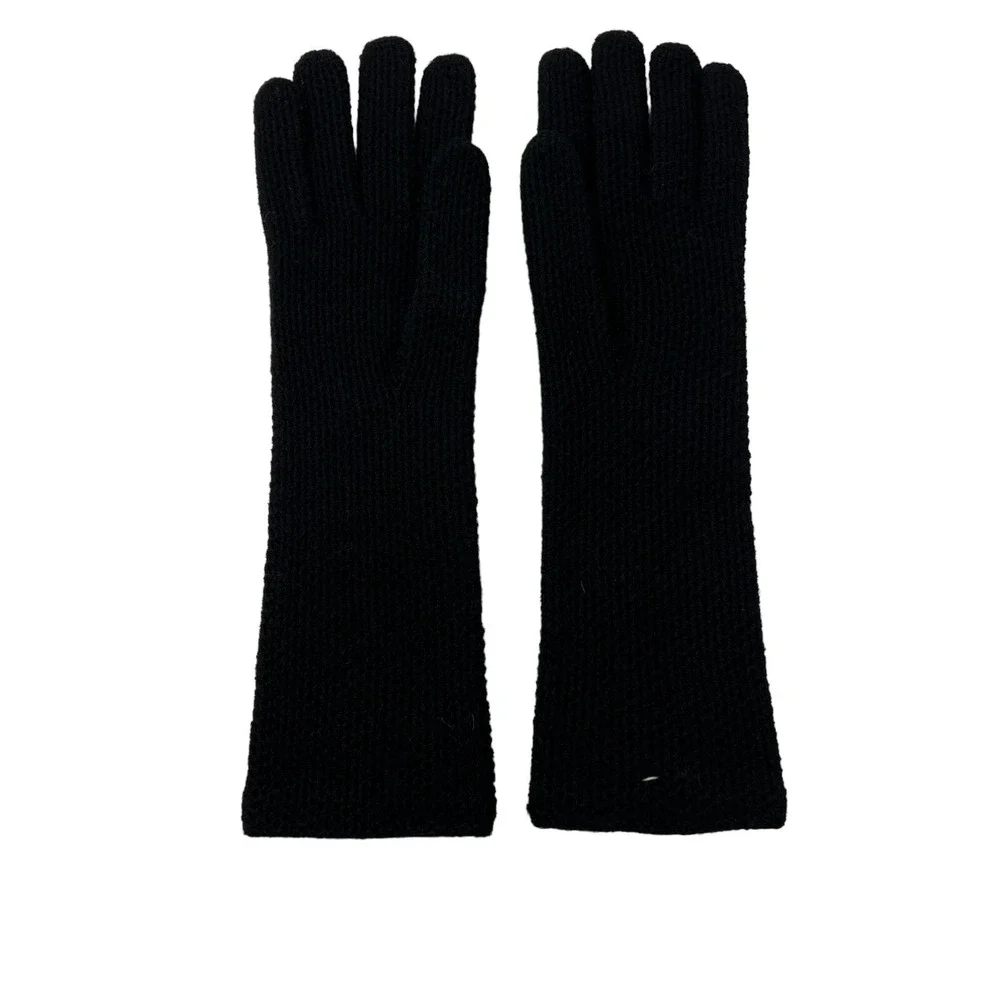 Womens Vintage Gloves Two Pair Tan‎ Faux Leather and Black Knit Size S-M
